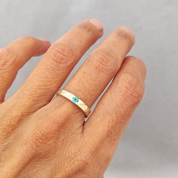 Emerald ring. 14K Yellow gold ring with round Emerald stone. Handmade ring - Picture 11 of 12